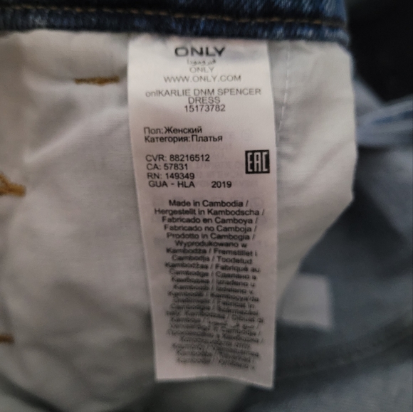 ONLY | Karlie denim Spencer pinafore dress - Picture 6 of 7